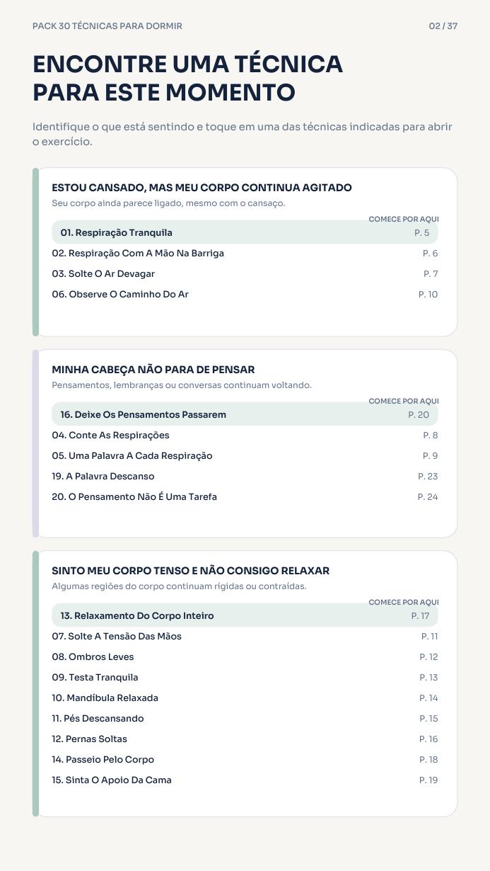 Página interna real do Pack 30 Técnicas